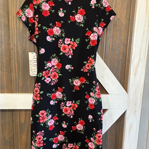 Almost Famous Black Floral Faux Wrap Mini Dress Sz large - Picture 5 of 6
